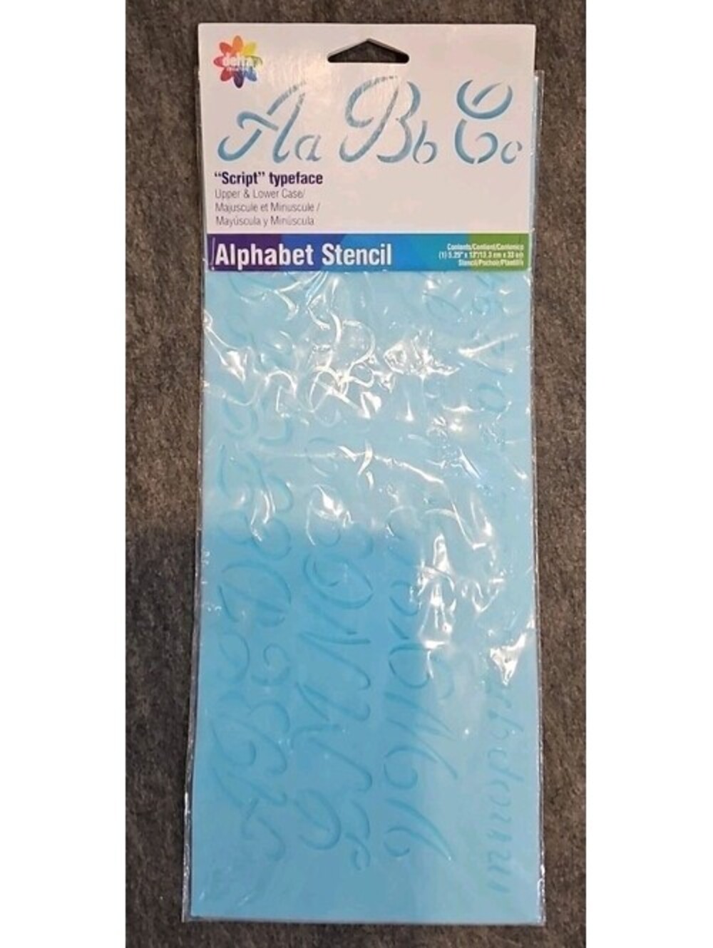 Delta Creative Script Typeface Upper & Lower Case Alphabet Stencil 1.25" & .75"